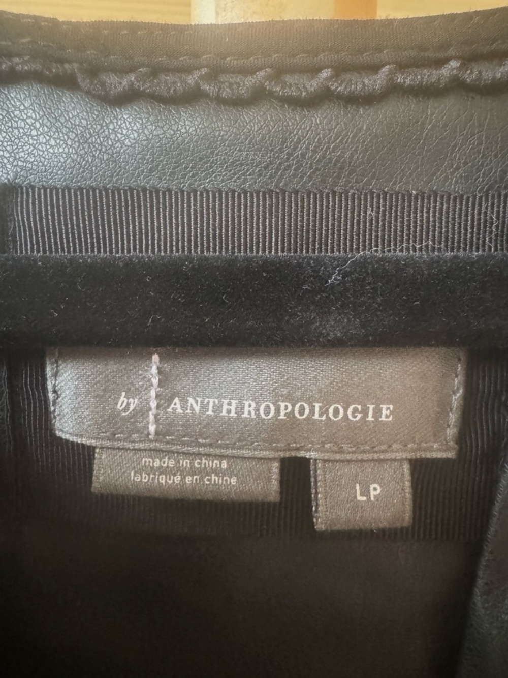 Anthropologie Somerset Vegan Leather Mini Dress Black Smocked Tiered Sz  LP EUC - Picture 7 of 16